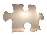 une pièce de puzzle en métal à laquelle il manque un morceau