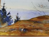 a picture of a painting of a landscape with trees