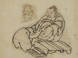 an image of a drawing of a man sitting on a bench