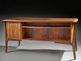 an image of a wooden desk with a book shelf on top of it