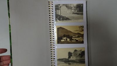 a person holding a book with pictures on it