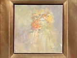 an oil painting of a vase of flowers in a gold frame