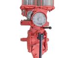une borne d'incendie rouge sur laquelle est fixée une horloge