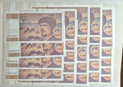 20 francs Debussy fil de sécurité , 25 ex ,NEUF