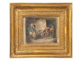 une peinture à l'huile représentant un homme et une femme en train de nourrir du bétail
