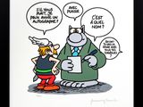 dessin humoristique représentant un homme et une femme, avec des bulles de dialogue au-dessus d'eux