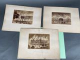 trois photographies anciennes représentant une scène d'incendie avec une maison en feu