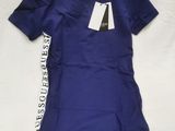 a blue t - shirt with a black and white logo on it