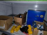 many boxes and boxes on a shelf in a refrigerator