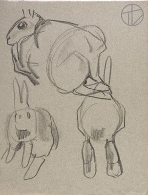 drawing of a drawing of a rabbit and a rabbit with a hat