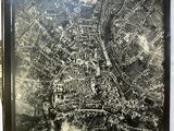 an old black and white photo of an aerial view of a city