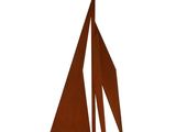 an image of a metal sculpture of a sailboat on a table