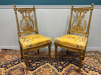 pair of antique chairs with gold upholstered upholstered upholstered upholstered upholstered upholstered upholstered upholstered uphol