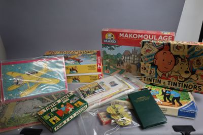 a table with a bunch of toys and books on it