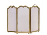 a three panel brass fireplace screen with a white screen