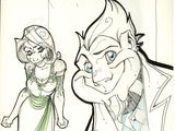 dessin représentant un homme et une femme en tenue de cérémonie avec un chat