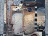 un tableau représentant le visage d'un homme coiffé d'un chapeau
