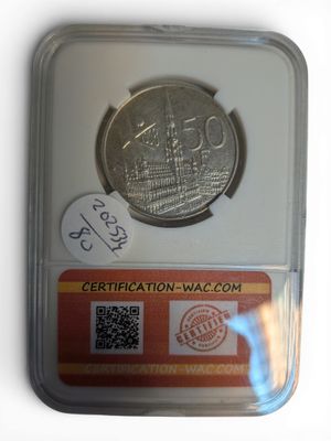 Piéce de 50 Fr Belgique, argent, Baudouin, 1958 (12,5 gr)