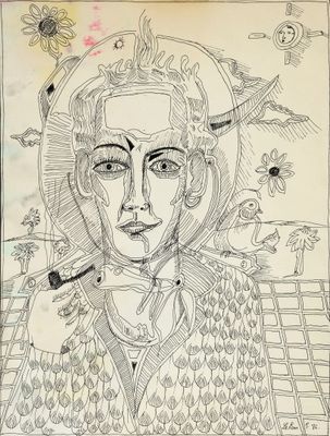 LE COUR Patrick - L'homme à la pipe - Encre sur papier signé…