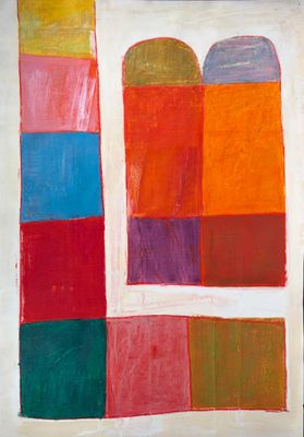 an image of a painting with multiple colors of squares on it