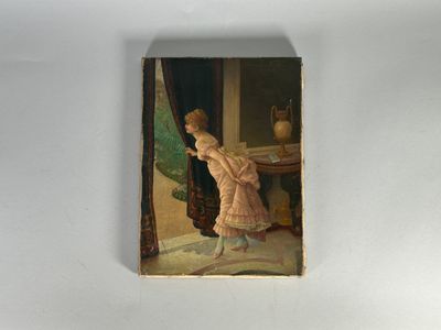 une image d'un tableau représentant une femme en robe rose