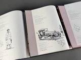 a book opened to show a drawing of a man and a woman
