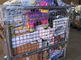 a large metal cart with many items in it
