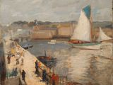 peinture représentant un tableau représentant un voilier sur un plan d'eau