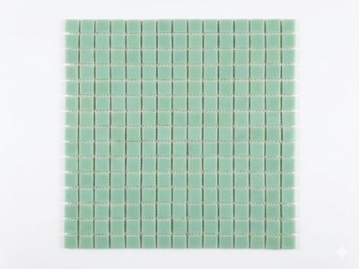 green glass mosaic tile with white dots