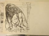 a drawing of a woman with a long hair