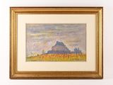 an image of a painting of a mountain in a gold frame