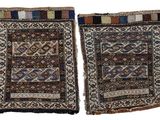 two small rugs with different patterns on them on a white background