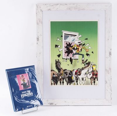 a picture of a book and a picture of a man on a horse