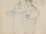 l'image d'un dessin représentant un homme et une femme debout l'un à côté de l'autre