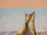 a painting of a sail boat in the water
