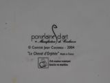 a close up of a plate with a bird on it
