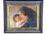 peinture d'une femme tenant un bébé dans ses bras