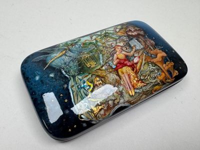 a picture of a cell phone with a painting on it