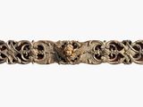 a picture of a silver bracelet with a lion head on it