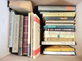 a box full of books that are sitting on a table