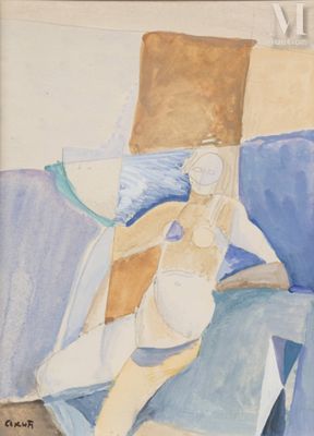 l'image d'un tableau représentant une femme assise sur un canapé