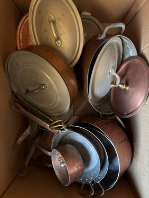 Lot de casseroles et poêles en cuivre et aluminium, avec cou… - Photo 1