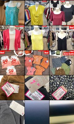 many different types of clothing on display in a store