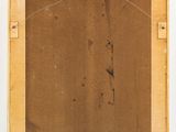 a painting of a wooden frame with a piece of brown paper on it
