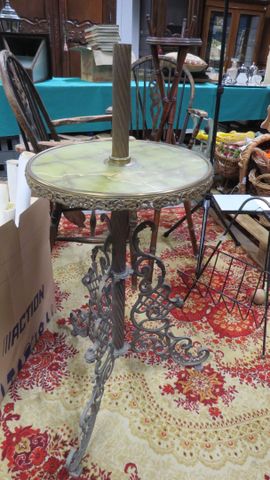 Pied de lampadaire en bronze et onyx