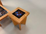 a small table with a game on it and a small table with a game on it