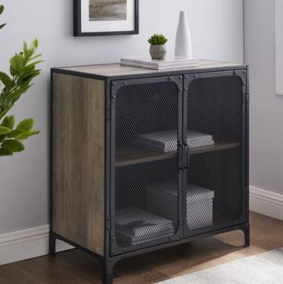 Petit buffet BICO WALKER EDISON, 2 portes maillage metal noi…