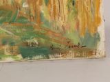 an image of a painting of a man riding a horse in a field