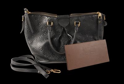 louis vuitton black monograme leather shoulder bag with tag