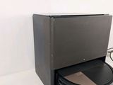 an image of a black toilet with a black seat